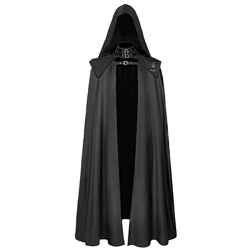 Retro Vintage Punk & Gothic Medieval Cape Cloak Witch Plague Doctor Viking Solid Color Fancy Dress Men's Women's Unisex Viking Fantasy Walpurgis Night Masquerade Party Adults' Cloak2
