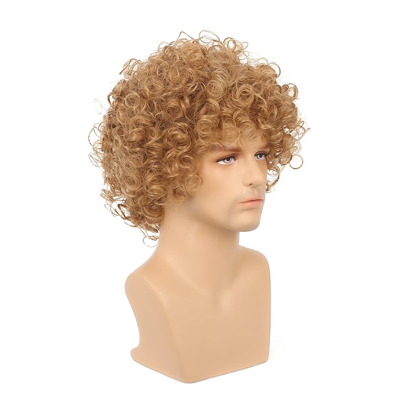 Cloud Men Wig Blonde Curly Short Rocker Costum Hair Natural Looking Heat Resistant Halloween Cosplay Full Wigs4