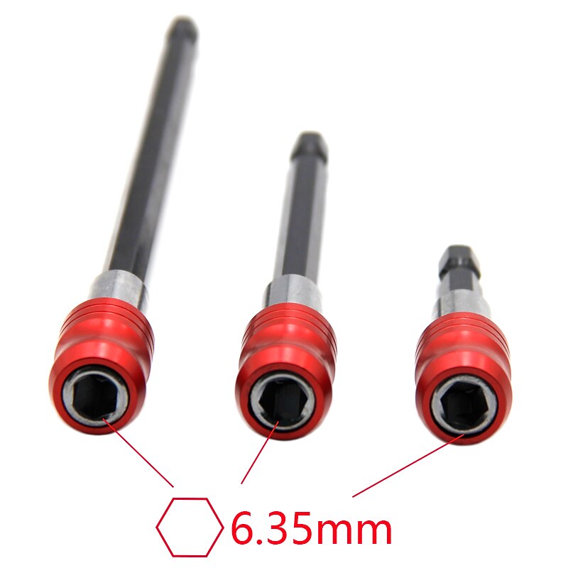 1/4 Inch Red Hexagonal Handle Batch Head Extension Rod Magnetic Screwdriver Quick Release Self-locking Extension Rod 60/100/150mm4