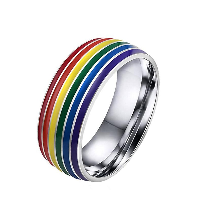 Six-color Rainbow Ring Gay Lgbt Gay Ring / Trendy Men Titanium Steel Personality Ring4