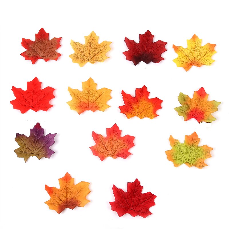 300Pcs Simulation Maple Leaf Mixed Color Thanksgiving Decoration Fake Flower Wedding Photo Scene Props2