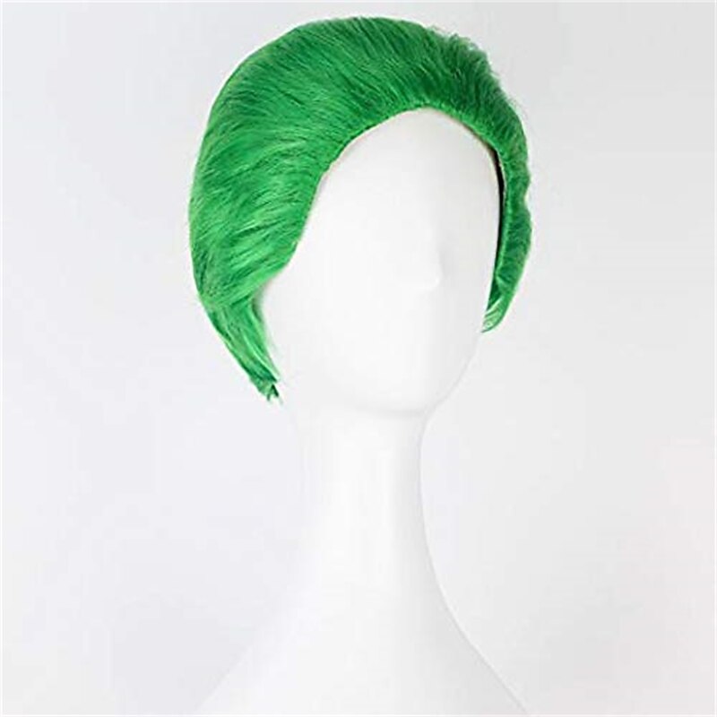 Squad The Joker Cosplay Wigs Short Straight Green Wig Men Adult Cosplay Full Machine Made Wig for The  Ball During Halloween Wigs St.Patrick's Day Wigs3