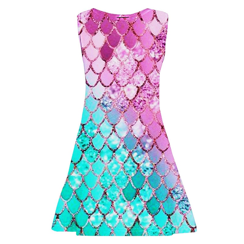 Kids Little Girls' Dress 3-10 Years Graphic A Line Dress Daily Holiday Vacation Print Pink Above Knee Sleeveless Casual Cute Sweet Dresses Spring Summer Regular Fit