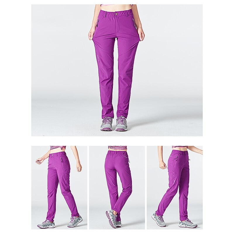 Women's Convertible Zip Off Pants Hiking Pants Trousers Patchwork Summer Outdoor Skin Friendly Ultra Light (UL) Quick Dry Multi Pockets Pants / Trousers Black Rose Red Spandex Work Hunting Fishing M4