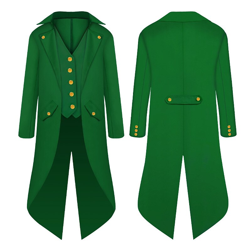 Retro Vintage Punk & Gothic Medieval Masquerade Tuxedo Vampire Plague Doctor Solid Color Turndown Fancy Dress Boys' Steampunk Masquerade Party Kid's Coat4