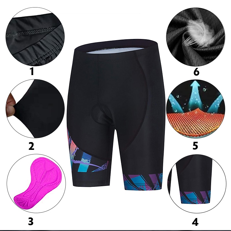 Women's Geometric Bike Shorts Cycling Padded Shorts Bike Padded Shorts / Chamois Bottoms Mountain Bike MTB Road Bike Cycling Sports 3D Pad Cycling Quick Dry Moisture Wicking Blue Spandex Clothing4