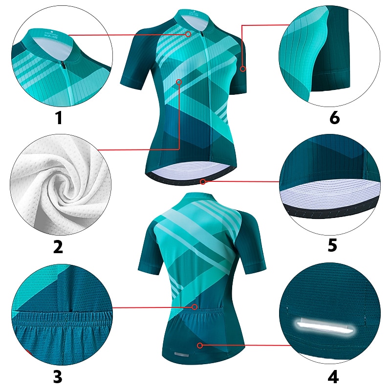 Women's Cycling Jersey with Bib Shorts Cycling Jersey with Shorts Short Sleeve Mountain Bike MTB Road Bike Cycling Black Red Blue Graphic Stripes Bike Breathable Quick Dry Reflective Strips Sports4
