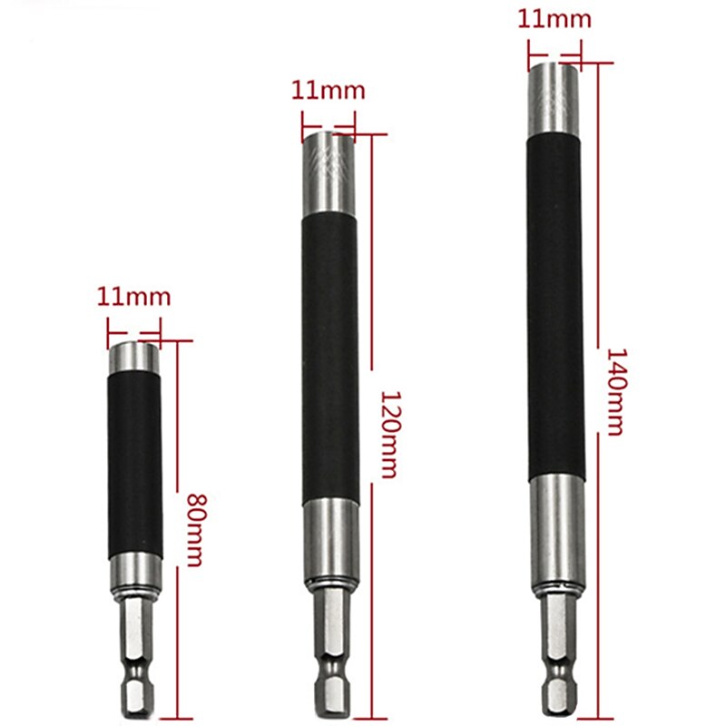 3pcs 80-120-140mm Telescopic Connecting Adapter Hexagonal Screw Handle Joint Sleeve Extension Connected Shank Rod4