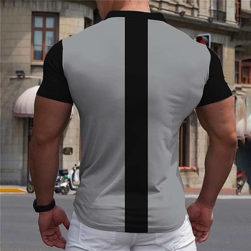 Men's Polo Shirt Golf Shirt Casual Daily Turndown Short Sleeve Fashion Designer Striped Zipper Print Spring & Summer Regular Fit Black Blue Purple Green Polo Shirt2