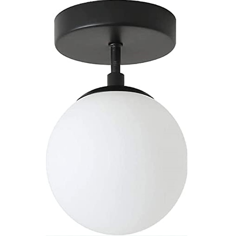 LED Flush Mount Ceiling Light Glass Globe 1-Light Black Hallway Ceiling Lamp Minimalist Design Vintage Ceiling Light Fixtures for Bedroom Living Room Foyer Kitchen (1 Pack)3