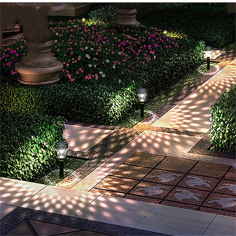 2/6pcs Solar Garden Pathway Lights Outdoor LED Lawn Lamp RGB Warm White Color for Garden Decor Landscape Lighting4