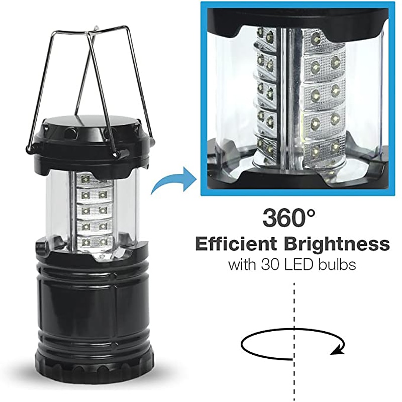 LED Camping Lantern 30leds Outdoor Light Folding Portable Battery Powered LED Camping Tent Light for Outdoor Activities Camping Party Hiking Hurricane Emergency Power Outage Survival Kit3