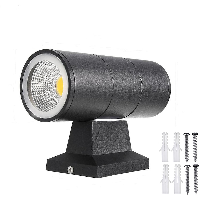 L.T LIGHTS 30 cm Outdoor Wall Light LED Waterproof Wall Lamp Dumb Black Up and Down Luminous Aluminum COB Suitable for Garden Eaves Garage AC85-265V4
