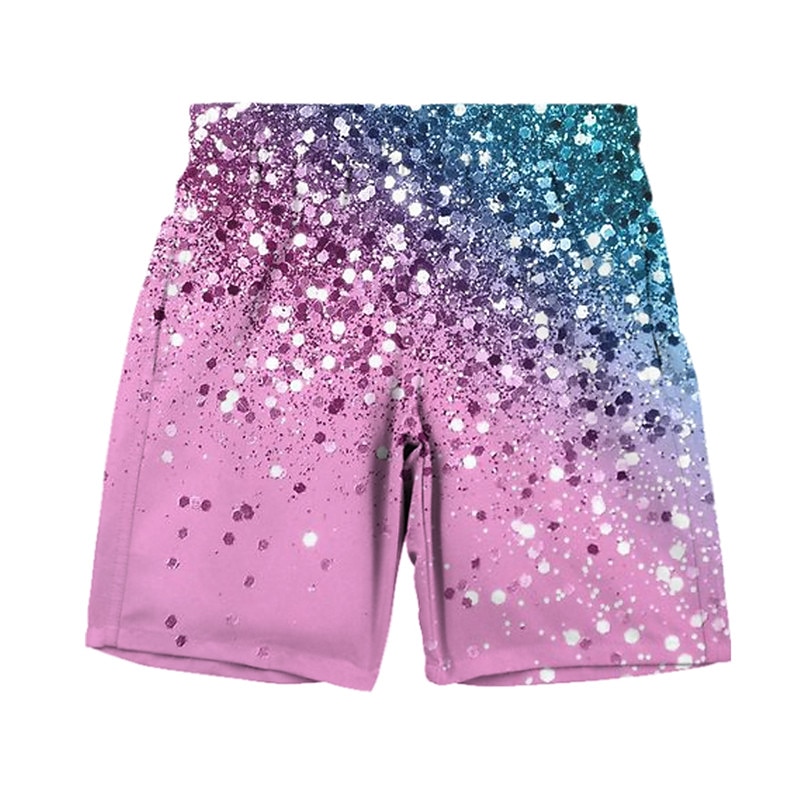 Girls' 3D Gradient Ramp T-shirt & Shorts Clothing Set Short Sleeve Summer Spring Active Fashion Cute Polyester Kids 3-13 Years Outdoor Street Sports Regular Fit3