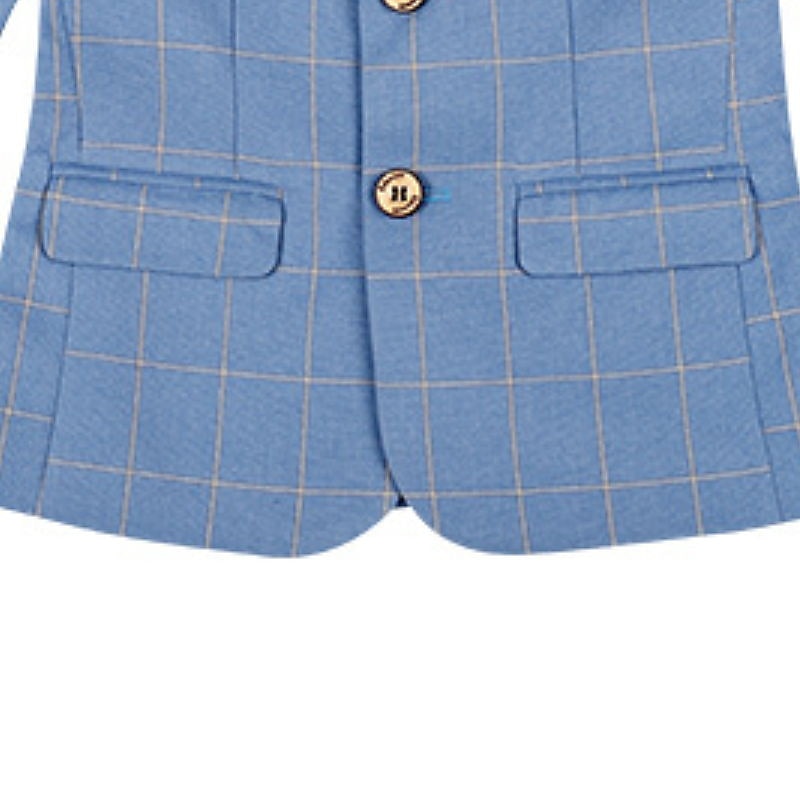 Kids Boys Blazer Outerwear Plaid Long Sleeve Coat Formal Cotton Cute Cool Black Blue Red Fall Summer 3-13 Years2