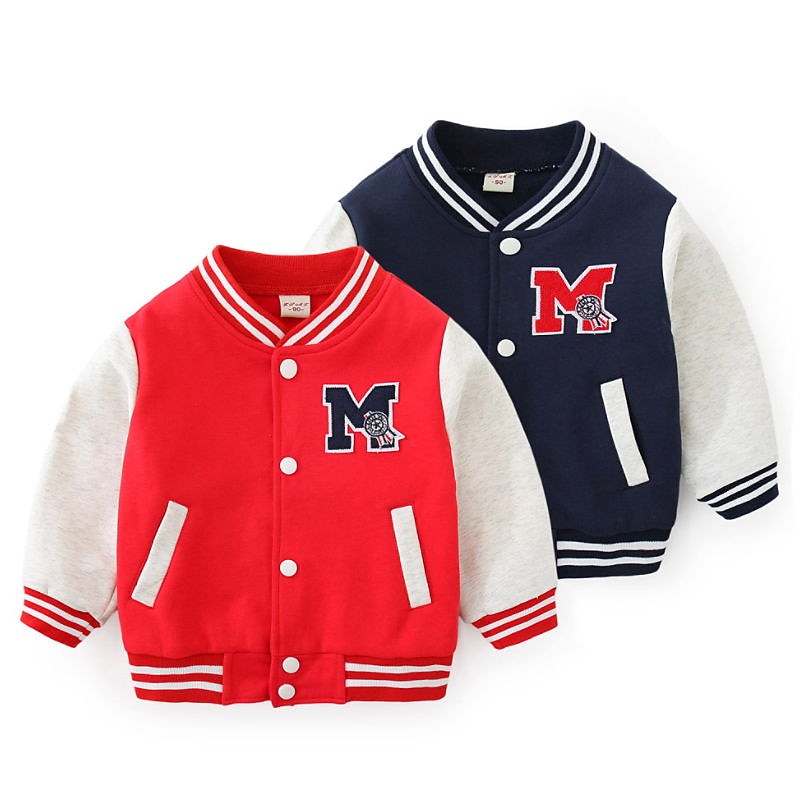 Boys' 3D Letter Coat Long Sleeve Fall Active Cool Kids 2-6 Years School Sport Regular Fit