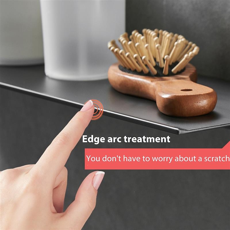 Bathroom Shelf Self-adhesive Bath Storage Rack 30-50cm Modern Space Aluminum Rust-proof Bathroom Organizer Wall Shelf (Black/White)2