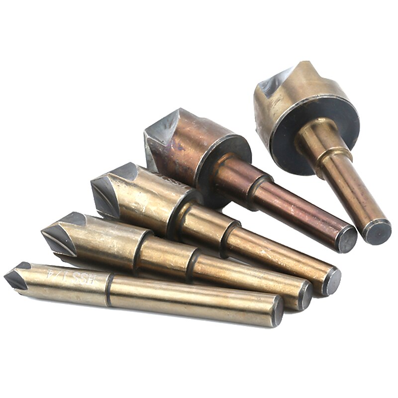 5pc British Baking Yellow High Speed Steel Round Handle Five Edge Chamferer For Woodworking4