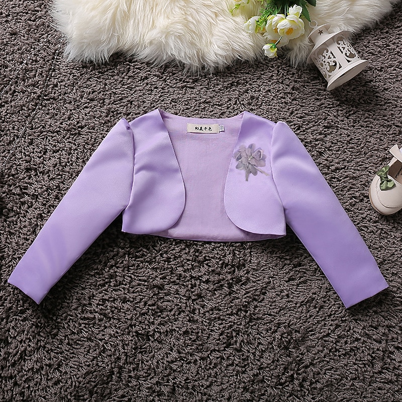 Girls' 3D Plain Coat Cloak Cape Long Sleeve Summer Spring Active Adorable Polyester Kids 2-12 Years Formal Party Slim
