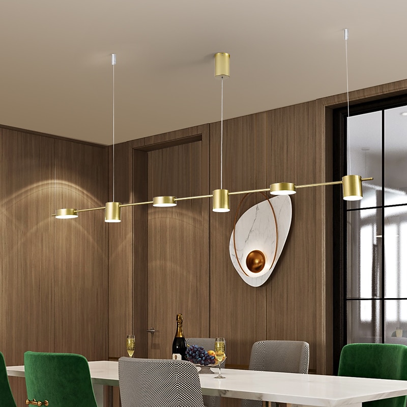 LED Pendant Light 150 cm Liner Design Dimmable 3/5/6 Lights Copper Aluminum Acrylic Nordic Style Deaign Dining Room Kitchen Lights 110-240V Gold2