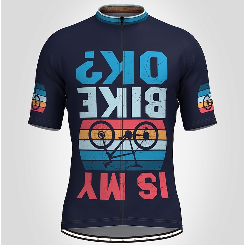 Men's Cycling Jersey Graphic Letter & Number Short Sleeve Bike Top with 3 Rear Pockets Mountain Bike MTB Road Bike Cycling Quick Dry Reflective Strips Back Pocket Moisture Wicking Sports Yellow Red