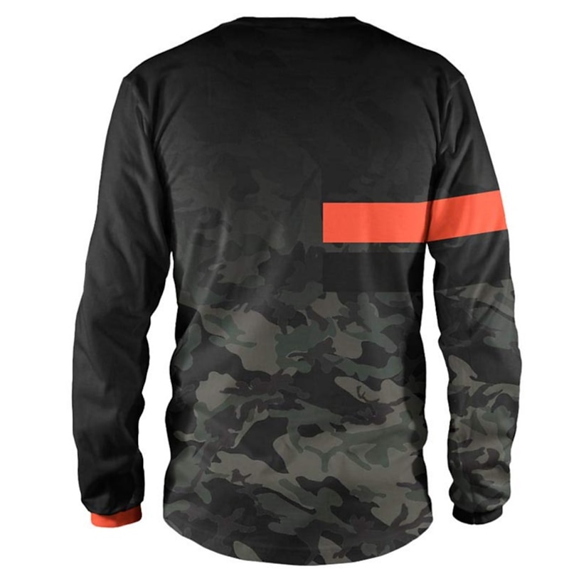Men's Downhill Jersey Camo / Camouflage Long Sleeve Bike Jersey Top with 3 Rear Pockets Mountain Bike MTB Road Bike Cycling Quick Dry Soft Comfortable Moisture Wicking Sports Silver Dark Grey Black3
