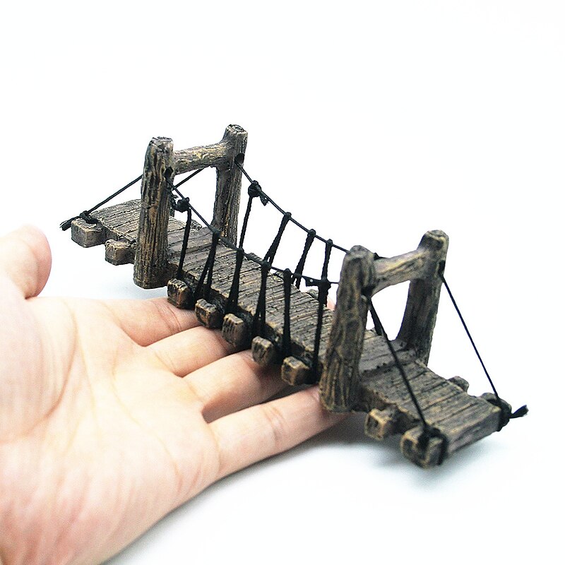 High Quality Fish Tank Landscaping Simulation Rope Suspension Bridge Aquarium Decoration Resin Bridge Turtle Climbing Platform2
