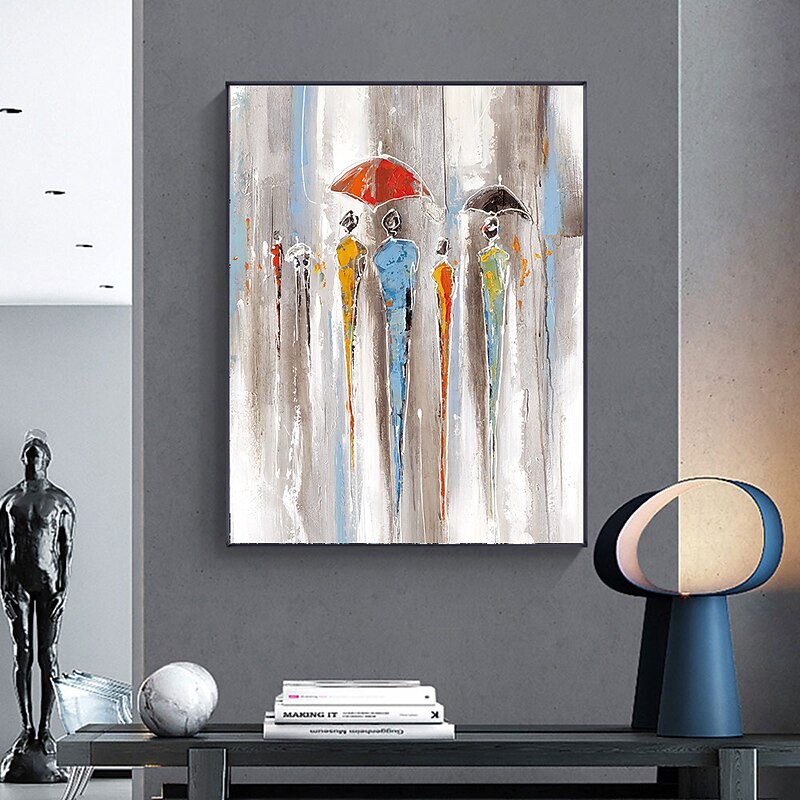 Oil Painting Hand Painted Vertical Abstract People Contemporary Modern Rolled Canvas (No Frame)2
