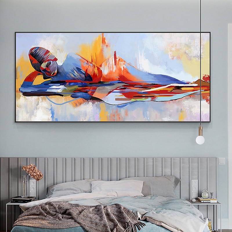 Mintura Handmade Oil Painting On Canvas Wall Art Decoration Modern Abstract Sleeping Buddha Picture For Home Decor Rolled Frameless Unstretched Painting2