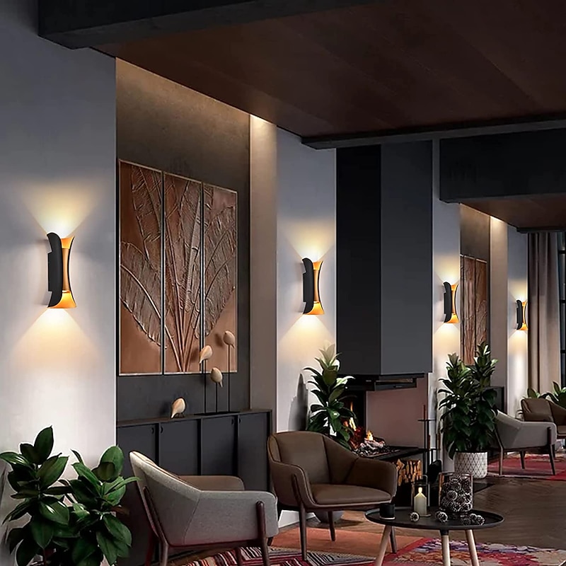 30/40 cm Plus Large Outdoor LED Wall Light 20W / 30W Various Color Temperature Lighting Modern Black Gold Courtyard Wall Lamp Suitable for Terrace Garage Balcony AC85-265V2