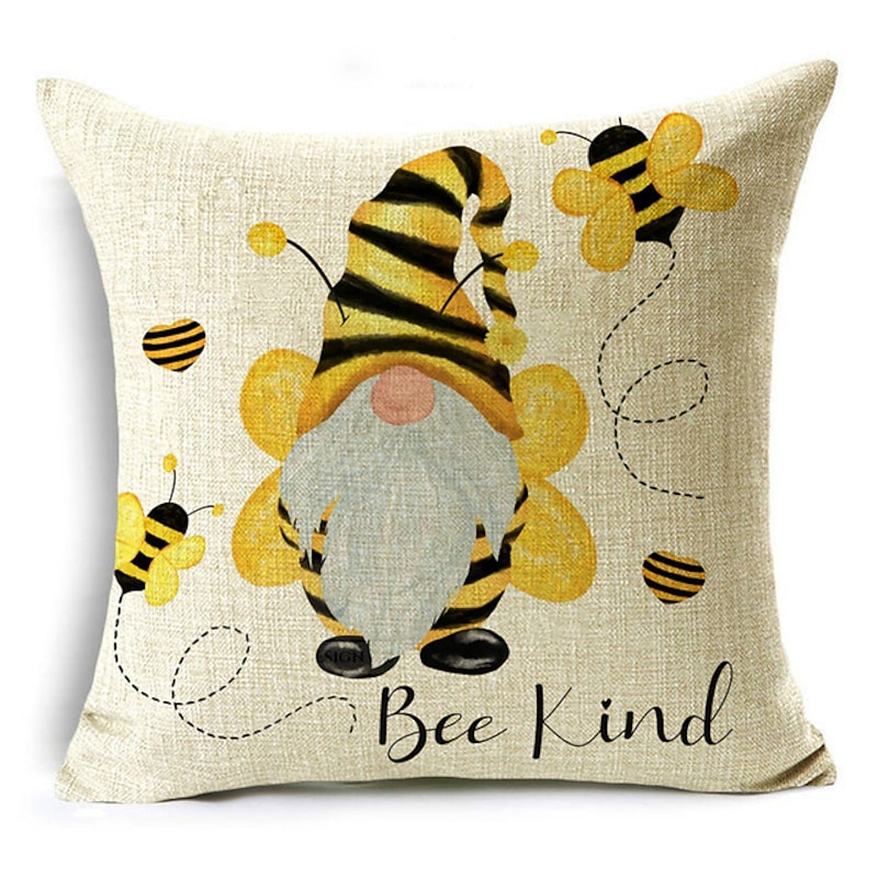Summer Bee Double Side Cushion Cover 1PC Soft Decorative Square Throw Pillow Cover Cushion Case Pillowcase for Bedroom Livingroom Superior Quality Machine Washable Indoor Cushion for Sofa Couch Bed Chair4
