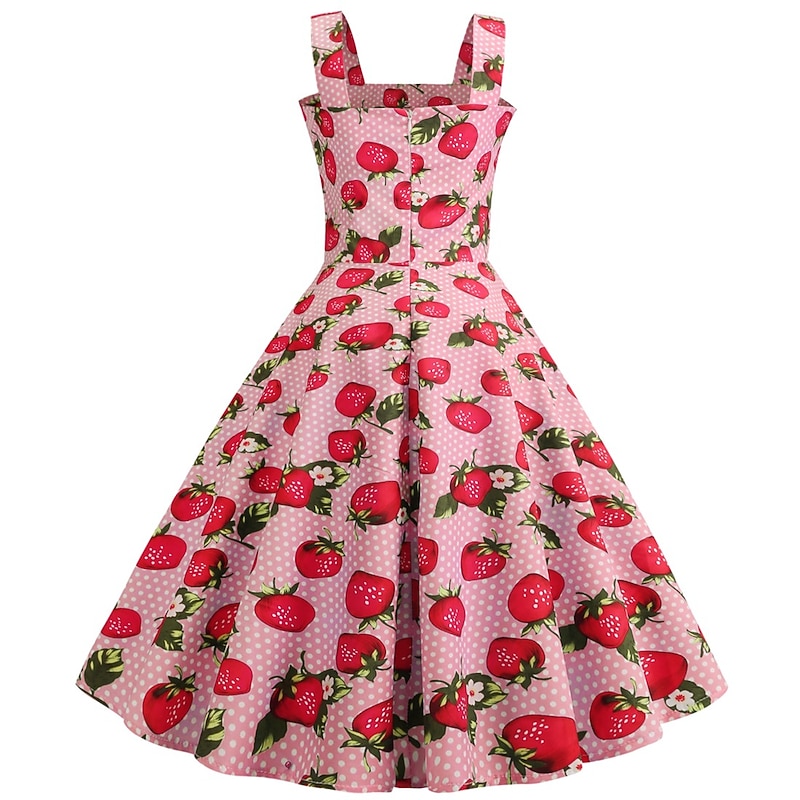 Retro Vintage 1950s Vacation Dress Swing Dress Flare Dress Strawberry Fancy Dress Women's Masquerade Casual Daily Bachelorette Party Adults' Dress Homecoming Dresses4