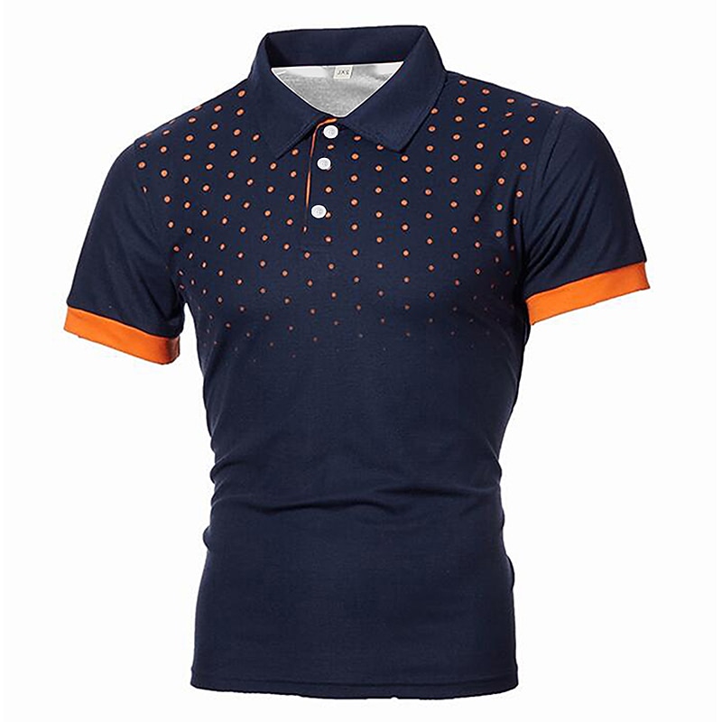 Men's Tennis Shirt Polo Shirt Work Business Collar Polo Collar Short Sleeve Streetwear Basic Graphic Polka Dot Print Regular Fit Black White Wine Navy Blue Blue Orange Tennis Shirt3