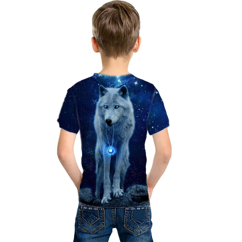 Boys 3D Animal Wolf T shirt Short Sleeve 3D Print Summer Spring Active Sports Fashion Polyester Kids 3-12 Years Outdoor Daily Regular Fit2