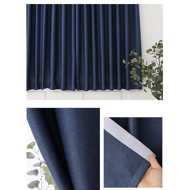 Punch Free Velcro Blackout Curtain for Living Room Bedroom Window Curtain Easy Install Drapes Blinds Kitchen Window(Width*height)2