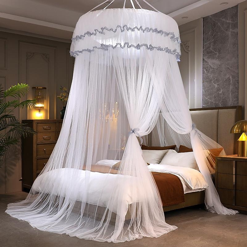 Indoor Princess Top Mosquito Net Bed Canopies Bed Curtains, Universal Size, Easy to Install, Suitable for Children Students Couples