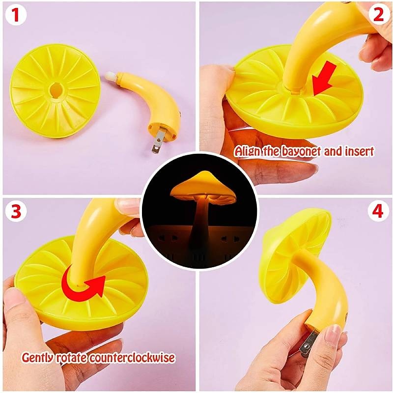 LED Night Light Mushroom Wall Socket Lamp EU US Plug Warm White Light-control Sensor Bedroom Light Home Decoration4