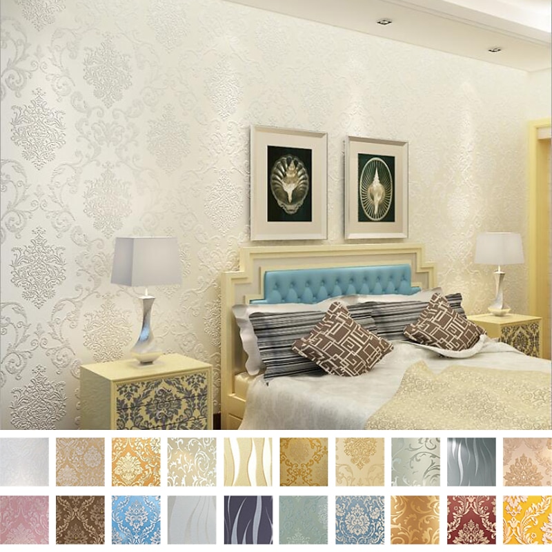 Wallpaper Wall Covering Sticker Film  Peel And Stick Modern Water Ripple 3D NonWoven Home Decor 53*950 cm,Adhesive Required