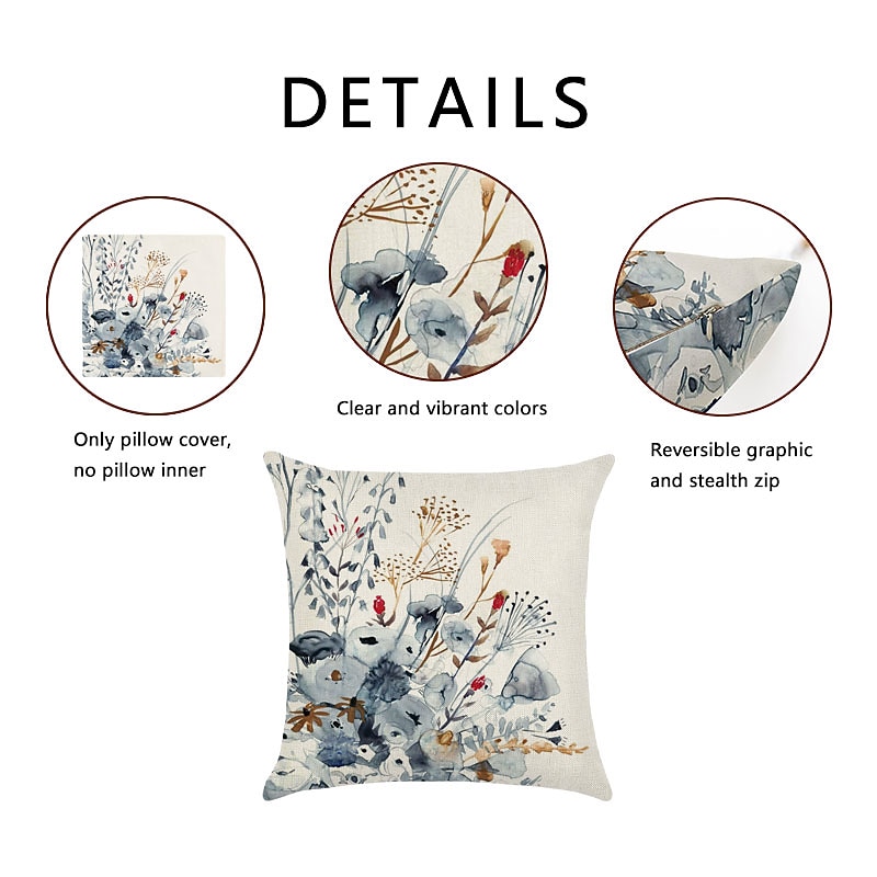 Vintage Floral Double Side Cushion Cover 4PC Soft Decorative Square Throw Pillow Cover Cushion Case Pillowcase for Bedroom Livingroom Superior Quality Machine Washable Indoor Cushion for Sofa Couch Bed Chair2