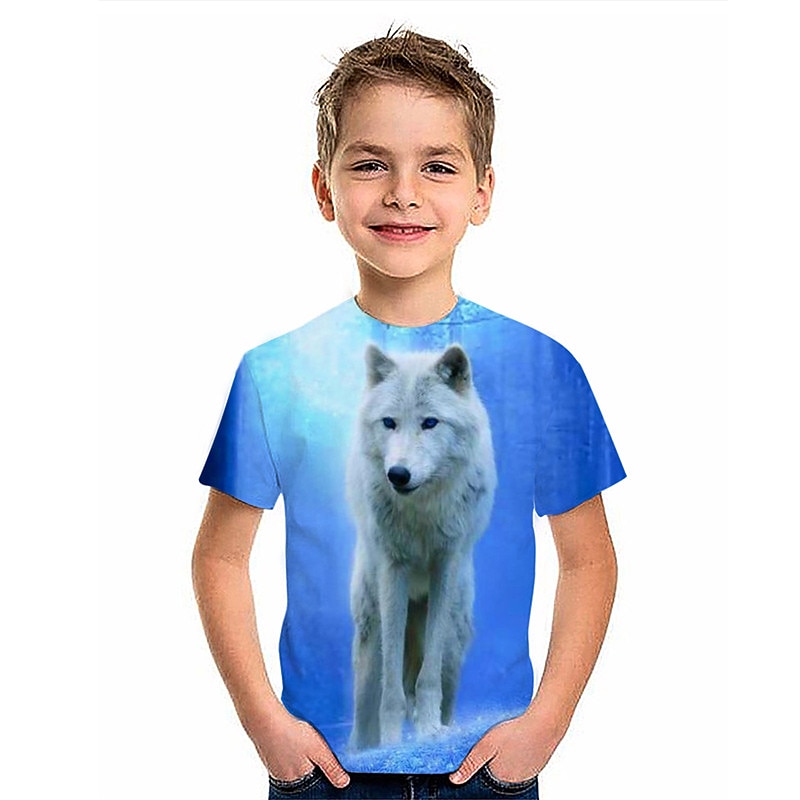 Boys 3D Animal Wolf T shirt Short Sleeve 3D Print Summer Spring Active Sports Fashion Polyester Kids 3-12 Years Outdoor Daily Regular Fit4