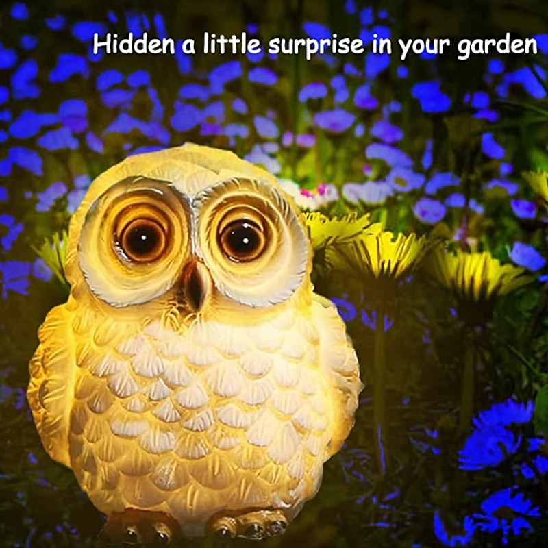 Solar Animal Owl Statue Light Outdoor Waterproof Solar Resin Owl Garden Sculptures Lights for Indoor Outdoor Art Decor Courtyard Landscape Lawn Decoration Light2