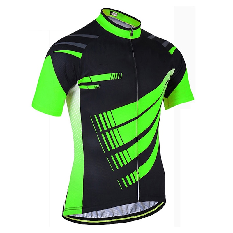 Men's Cycling Jersey Geometric Geometry Short Sleeve Bike Jersey Top with 3 Rear Pockets Mountain Bike MTB Road Bike Cycling Quick Dry Reflective Strips Back Pocket Moisture Wicking Sports Yellow Red