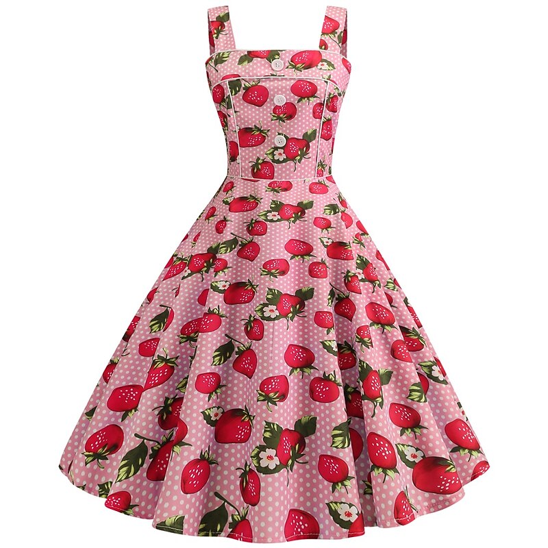 Retro Vintage 1950s Vacation Dress Swing Dress Flare Dress Strawberry Fancy Dress Women's Masquerade Casual Daily Bachelorette Party Adults' Dress Homecoming Dresses2