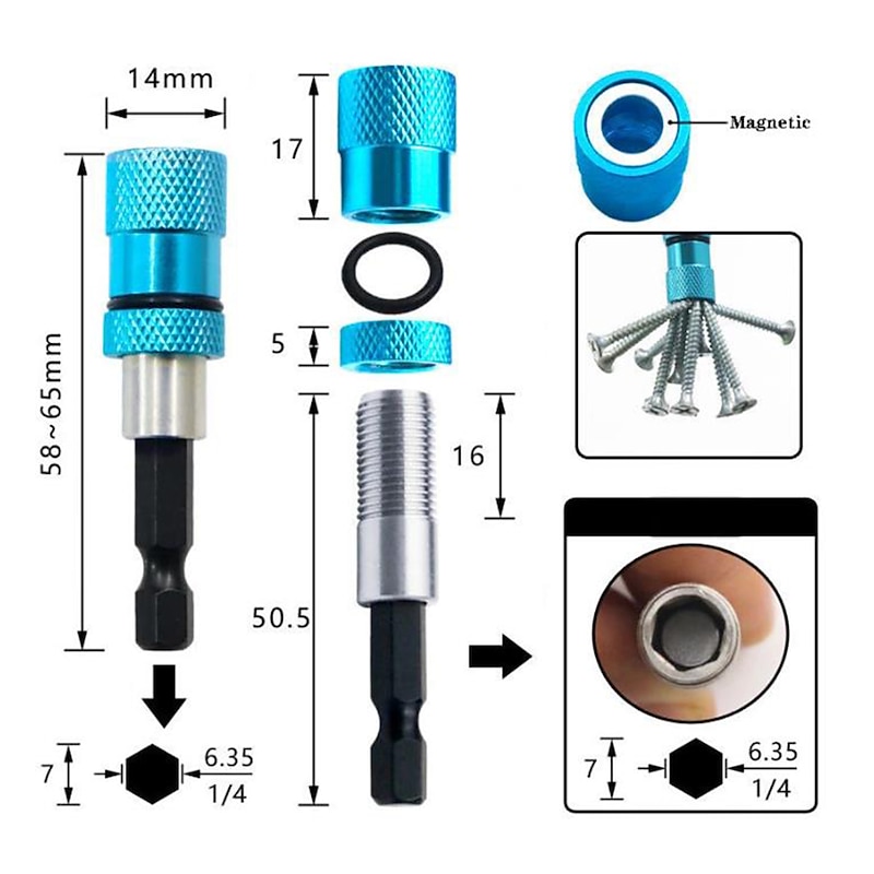 1/4 Inch Hex Shank Magnetic Bit Holder Screwdriver Sets Hex Driver with Drill Bits Bar Extension Electric Bits For Screwdriver2