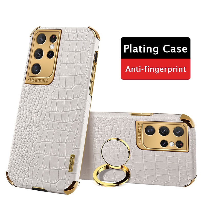 Phone Case For Samsung Galaxy S25 S24 S23 S22 S21 Ultra Plus S20 A12 A32 S20 FE Back Cover Portable Ring Holder Magnetic Solid Colored PU Leather