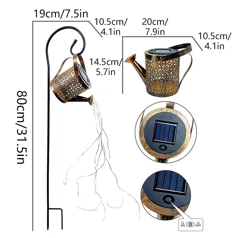 Solar Outdoor Lights LED Garden Patio Lamp Waterproof Watering Can Kettle LED Fairy Light Lawn Lamp Garden Decor Landscape Yard Lawn Fence Lighting4