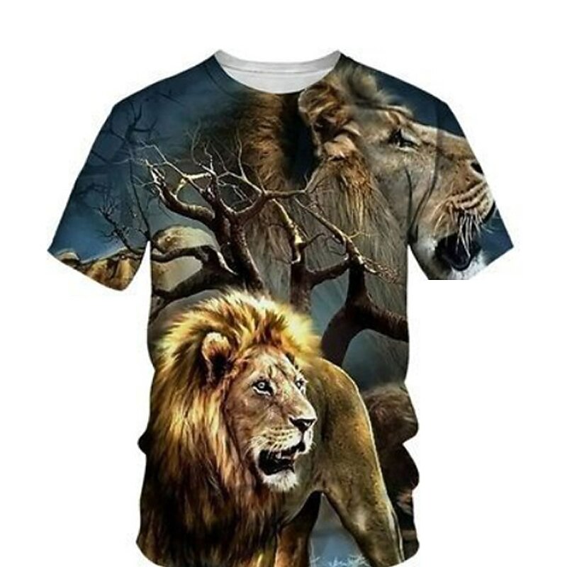 Boys 3D Animal Lion T-shirt & Shorts Clothing Set Short Sleeve Summer Spring Sports Fashion Cool Kids 3-13 Years Outdoor Vacation Street Regular Fit3