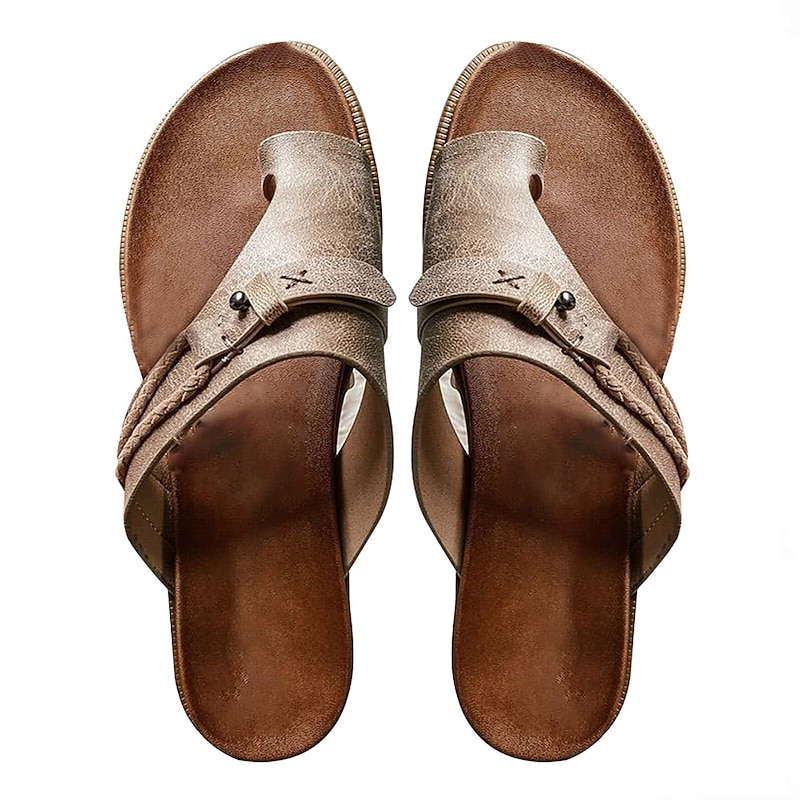 Women's Black Faux Leather Slip-On Sandals – Casual Summer Sandals with Cross-Strap Design for Comfort and Style4