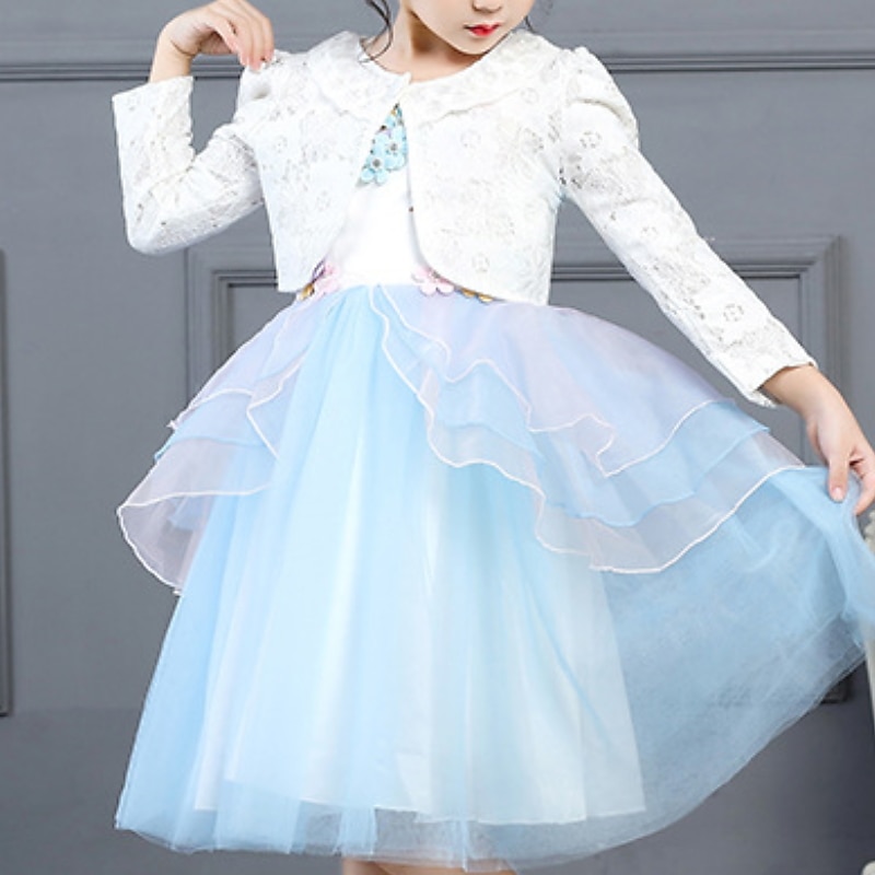 Girls' 3D Floral Cardigan Long Sleeve Spring Fall Vacation Fashion Acrylic Kids 2-12 Years Performance Daily Regular Fit 5