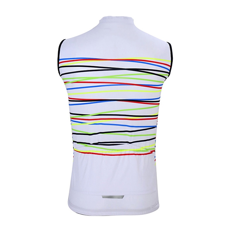 Men's Cycling Jersey Horizontal Stripes Sleeveless Bike Jersey Top with 3 Rear Pockets Mountain Bike MTB Road Bike Cycling Quick Dry Reflective Strips Back Pocket Moisture Wicking Sports Black White4
